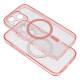 Futerał Clear Mag Cover Z Ochroną Aparatu Kompatybilny Z Magsafe Do Iphone 15 Pink Glitter