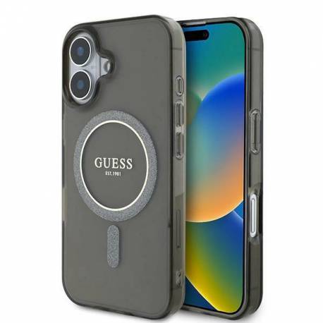 Etui Guess Iml Glitter Circle Magsafe Na Iphone 16 - Czarne