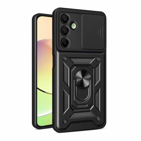 Etui Pancerne Hybrid Armor Camshield Z Osłoną Aparatu I Metalowym Ringiem Do Samsung Galaxy A16 / A16 5G - Czarne