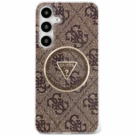 Etui Guess 4G Glitter Triangle Buttons Magsafe Do Samsung Galaxy S25 Ultra Brązowy