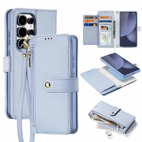 Etui Skórzane Dux Ducis Lawa Na Samsung Galaxy S25 Ultra Z Odłączanym Portfelem Magnetycznym - Niebieskie