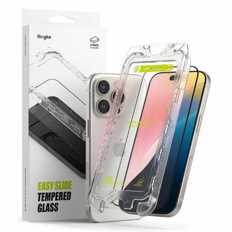 Szkło Hartowane Z Czarną Ramką Ringke Easy Slide 2-Pack Na Iphone 16 Pro