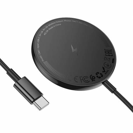 Hoco Ładowarka Indukcyjna Kompatybilna Z Magsafe Z Wyświetlaczem 2A 15W Cw61 Czarna
