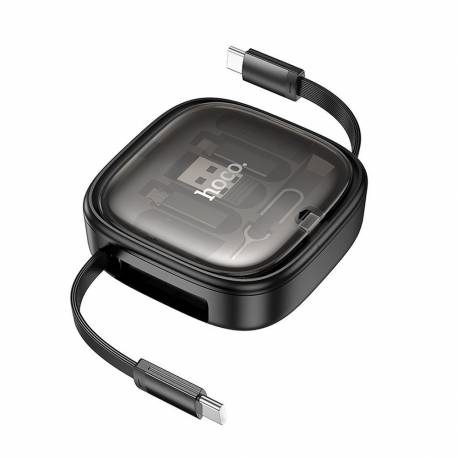 Hoco Kabel All-In-One Zwijany W Zestawie Z Wymiennymi Końcówkami Pd 3A 60W U140 0,95 M Czarny