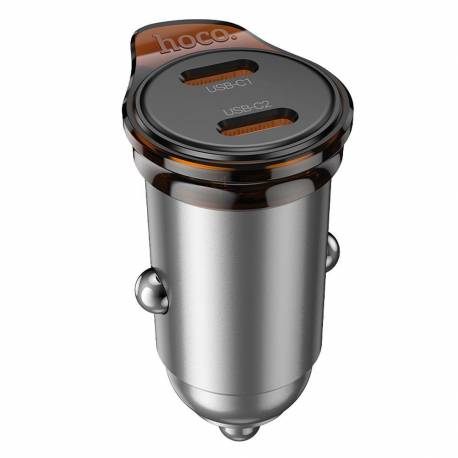 Hoco Ładowarka Samochodowa 2 X Typ C Pd Qc3.0 45W Nz16B Szara