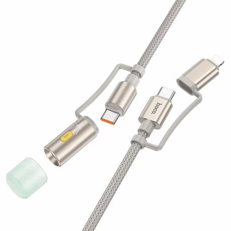 Hoco Kabel All-In-One Typ C / Lightning Do Typ C / Led Light Pd 3A 60W U138 1,2 M Szary