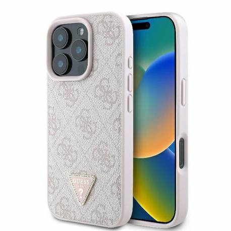 Guess Futerał Do Iphone 16 Pro Guhcp16Lp4Tdpp (Pu Leather 4G Triangle Strass) Różowy
