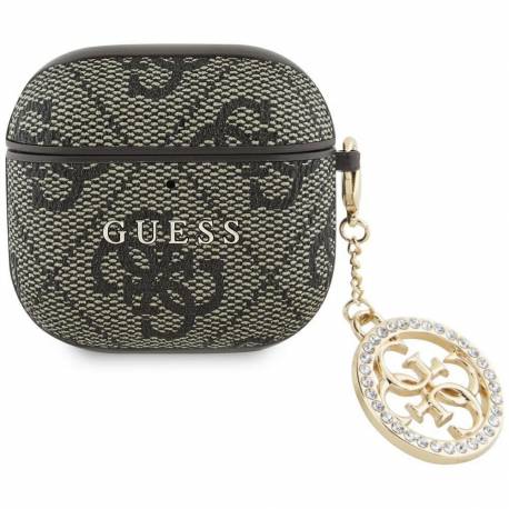 Guess Futerał Do Apple Airpods 4 Gua4P4E4Cdw (Pu 4G W/ Strass Charm) Brązowy
