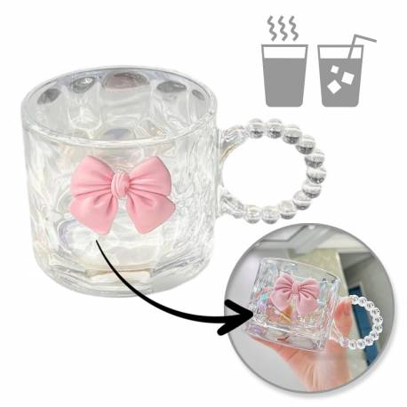 Szklanka Opalizująca Kokardka Z Uchem Do Kawy, Drinków 1Szt 260Ml Szk80