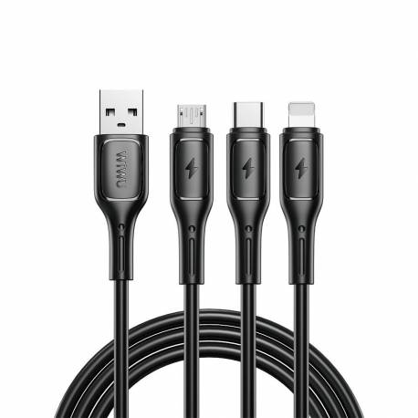 Wiwu - Kabel Usb Serii Starlink Wi-C045E 3W1 Usb A Do Usb C, Micro Usb, Lightning 3,1A 1M - Czarny
