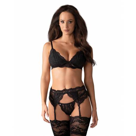 Bielizna-810-Seg-1 Komplet 3-Częściowy Czarny S/m