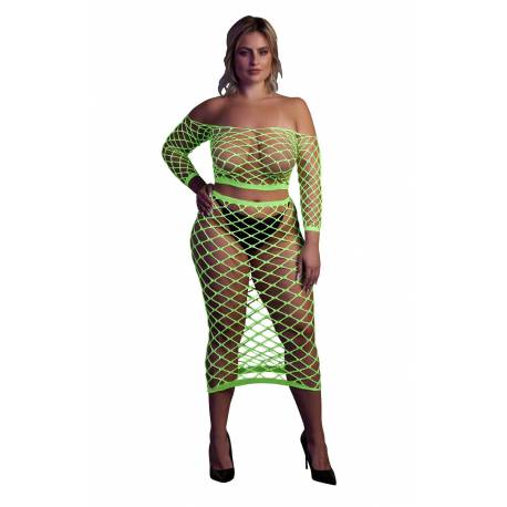 Long Sleeve Crop Top And Long Skirt Xl/xxxxl