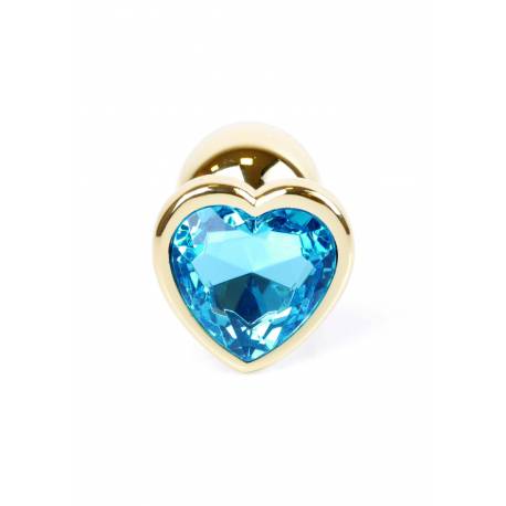 Plug-Jewellery Gold Heart Plug- Light Blue