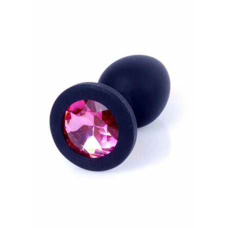 Plug-Jewellery Black Silicon Plug Small- Pink Diamond