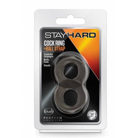 Stay Hard Cock Ring And Ball Strap Black