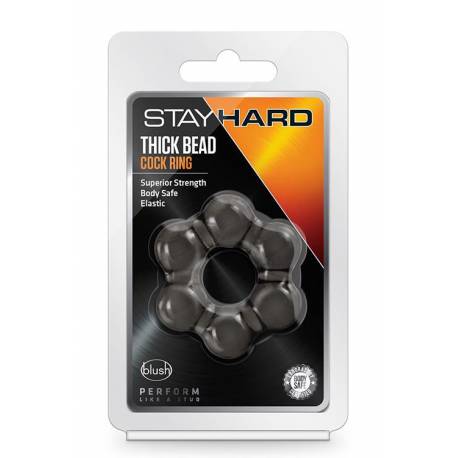 Stay Hard Thick Bead Cock Ring Black