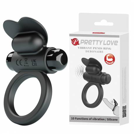 Pretty Love - Vibrant Penis Ring Debonaire Black, 10 Vibration Functions