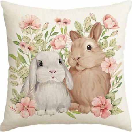 Lniana Poszewka Na Poduszkę 45 X 45 Cm Motyw Wiosenny Króliczek Pod223