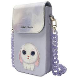 Nimmy Zestaw 3W1 Torebka Na Telefon + Protfel + Etui Na Lokalizator Big Eyed Pet 2.0 Rabbit Fioletowy