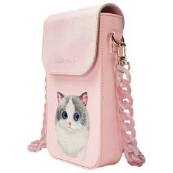Nimmy Zestaw 3W1 Torebka Na Telefon + Protfel + Etui Na Lokalizator Big Eyed Pet 2.0 Cat Różowy