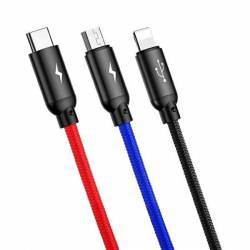 Baseus Kabel Usb Three Primiary Colors 3W1 3,5A 1,2 Metra Czarny Camlt-Bsy01