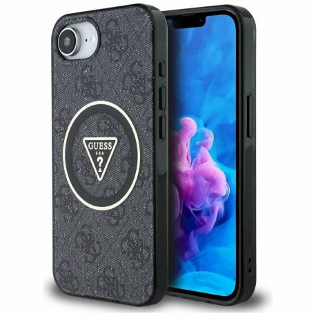 Guess Futerał Do Iphone 16E (Se 4 2025) Kompatybilny Z Magsafe Guhmpse4Hg4Prtgk (Iml Metal Glitter 4G Circle Triangle) Czarny