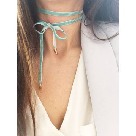 Naszyjnik Choker Velvet - Miętowy N484M