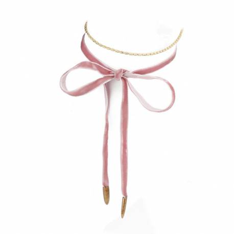 Naszyjnik Choker Velvet Chain - Różowy N485R