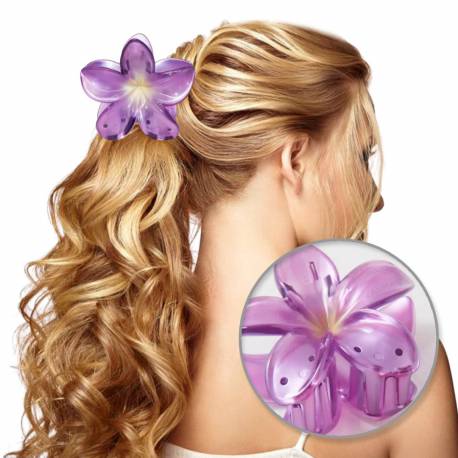 Spinka Do Włosów Klamra Xl Kwiat Ombre Transparentny Fiolet 7,5 X 8Cm Sp397F