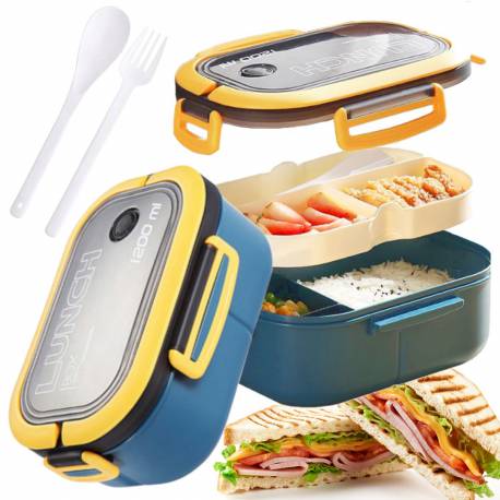 Śniadaniówka Lunch Box Ze Sztućcami 21 X 14,5 X 8Cm Granat Pjm44Gran