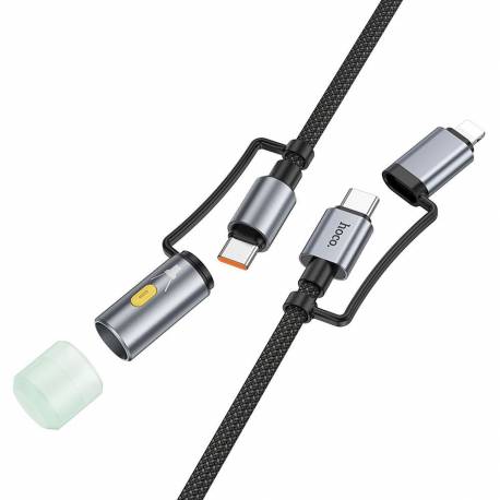Hoco Kabel All-In-One Typ C / Lightning Do Typ C / Led Light Pd 3A 60W U138 1,2 M Czarny