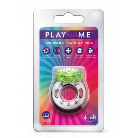 Play With Me Arouser Vibrating C-Ring Green