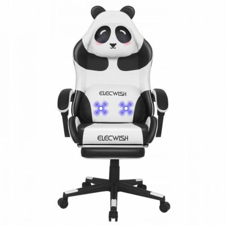 Fotel Gamingowy Obrotowy Panda Z Podnóżkiem Czarny, Biały Kids Zone Ko34