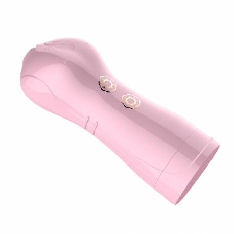 Masturbator-Vibrating And Flashing Masturbation Cup Usb 7+7 Function / Talk Mode (Pink)