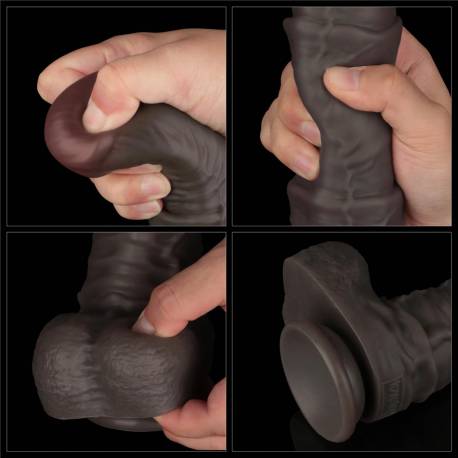 16'' Dual Layered Bendable Silicone Cock Xxl(Black)