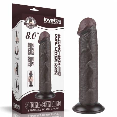 8'' Sliding Skin Dual Layer Dong Black