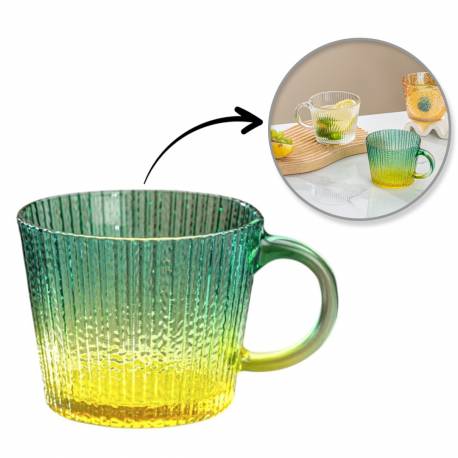 Filiżanka Szklanka Ryflowana Duża Butelkowa Zieleń Ombre 380 Ml 1Szt Szk176