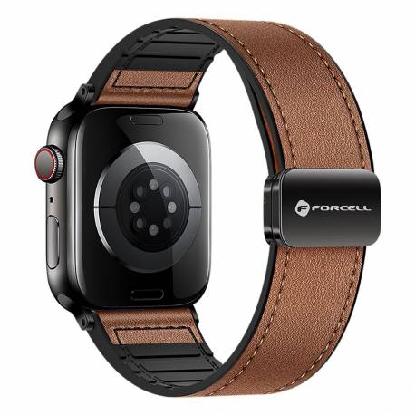 Pasek Do Apple Watch Forcell F-Design Fa21 Skóra Ekologiczna 42 / 44 / 45 / 49 Mm Brązowy