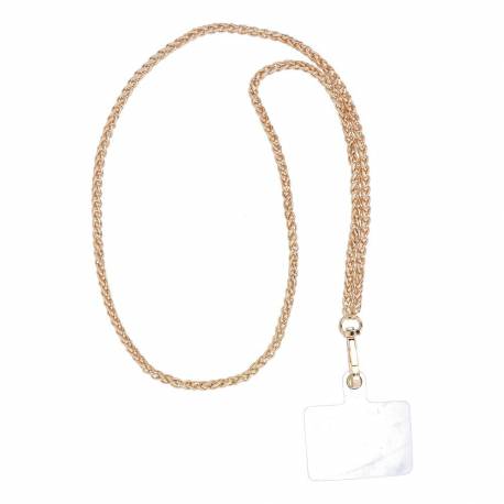 Smycz Do Telefonu, Zawieszka Do Telefonu - Chain 83 / Długość Sznura 80Cm (40Cm W Pętli) / Na Szyję - Złoty