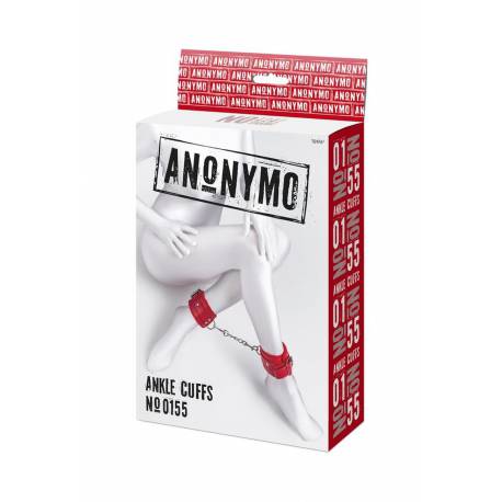 Anonymo Handcuffs, Pu Leather, Red, 27 Cm