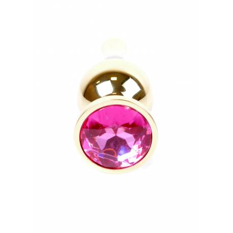 Plug-Jewellery Gold Butt Plug- Pink