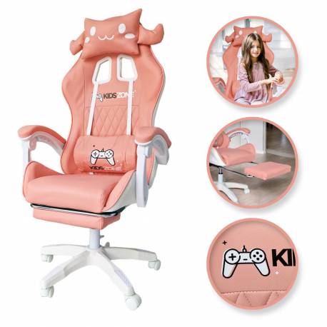 Fotel Gamingowy Bunny Gamer Obrotowy Z Podnóżkiem Kids Zone Ko27R