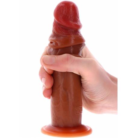 Silicone Foreskin Dong 19 Cm Caramel Skin Tone