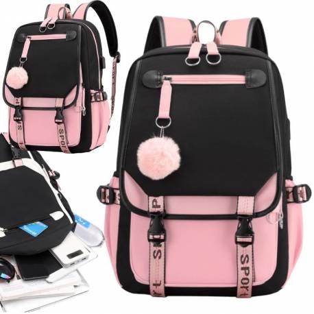 Plecak Sportowy Szkolny Uniwersalny Z Brelokiem I Usb Pl156R