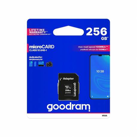 Goodram Karta Pamięci Microsd 256Gb 100Mb/s Class 10 Uhs I Z Adapterem Sd