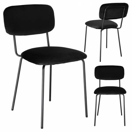 Krzesło Welurowe Louis Black Czarne Velvet