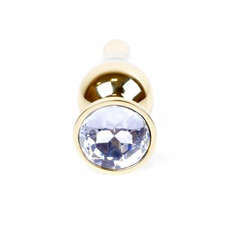 Plug-Jewellery Gold Butt Plug- Clear