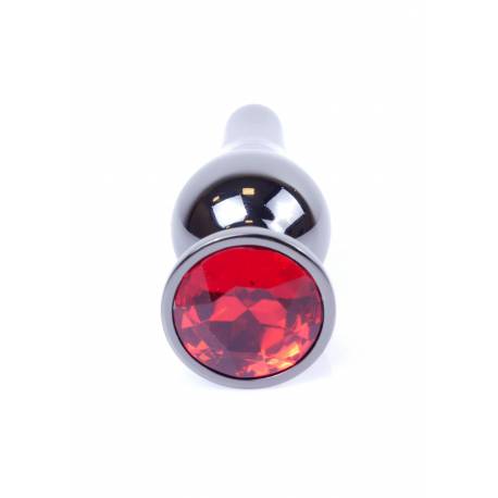 Plug-Jewellery Dark Silver Butt Plug- Red