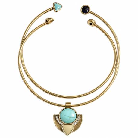 Naszyjnik Kolia Podwójna Obręcz Blue Stone N229
