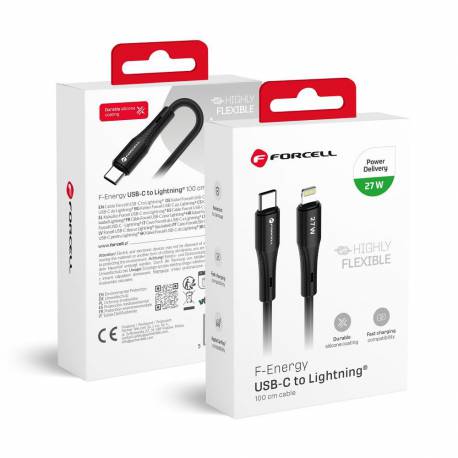 Kabel Usb C Do Lightning Forcell F-Energy Pd 3A 27W Silicone 1 M C346 Czarny